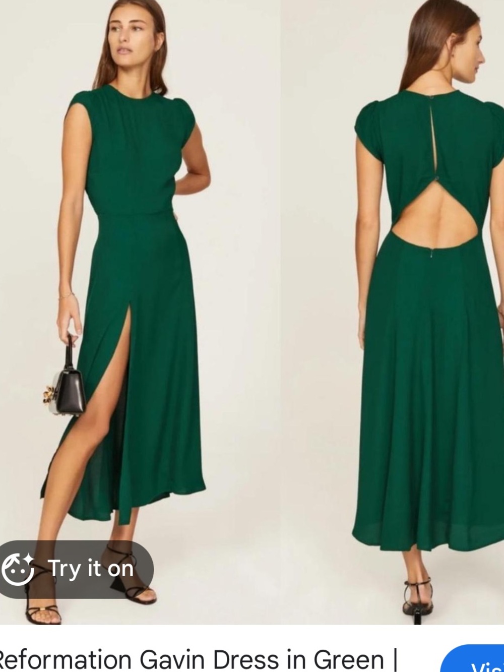 Reformation Gavin Green Open Back Midi Dress